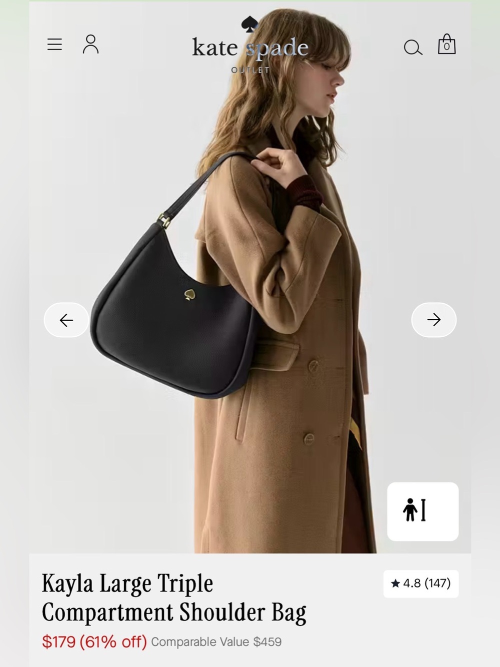 KATE SPADE (NWT) KAYLA LARGE TRIPLE COMPARTMENT SHOULDER BAG - Picture 5 of 9